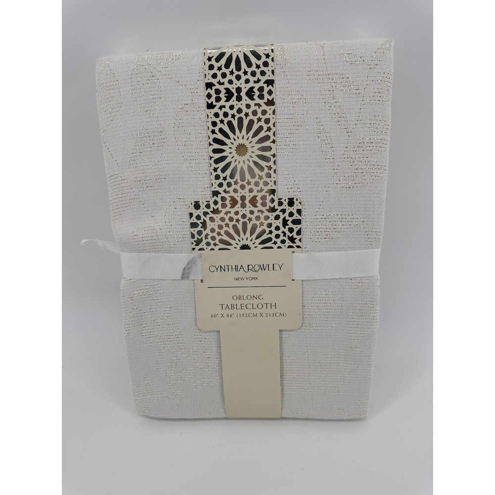 New Cynthia Rowley Oblong Tablecloth 60 x 84‎ Inch Textured Leaf Holiday